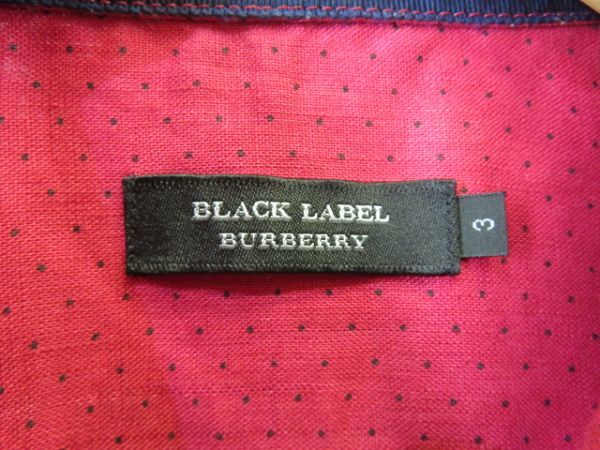 【送料300円可】021m27◆良品◆麻 100%◆BURBERRY BLACKLABEL バーバリー ブラックレーベル ドット柄 半袖リネンシャツ 3/ジャケット/水玉_画像9