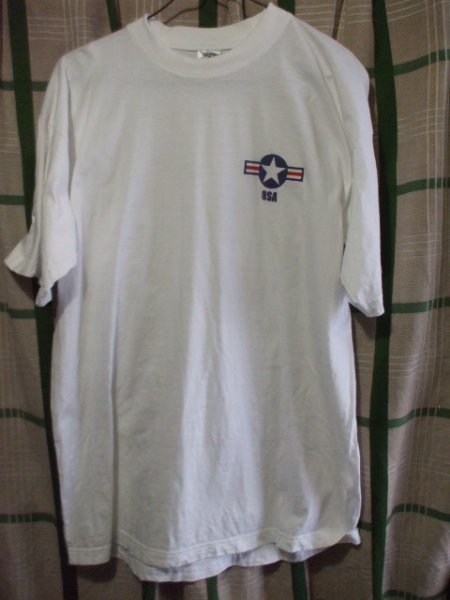 EU製Tシャツ　半袖　綿１００％　白　旧USAF識別マークプリント　XL以上　未使用　保管時染み有り＠ミリタリー_画像1