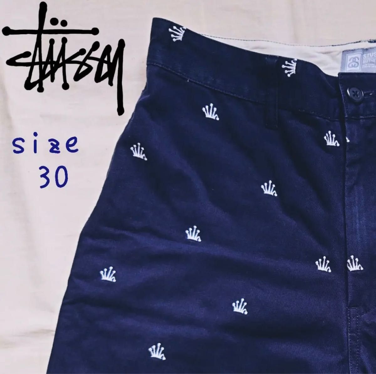 STUSSY ステューシー クラウン 総柄  ショートパンツ ハーフパンツ 30インチ