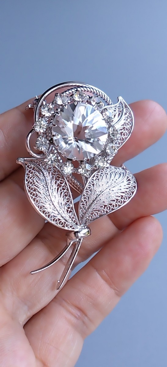  прекрасный серебряный линия умение fili Gree leaf цветочный узор брошь 