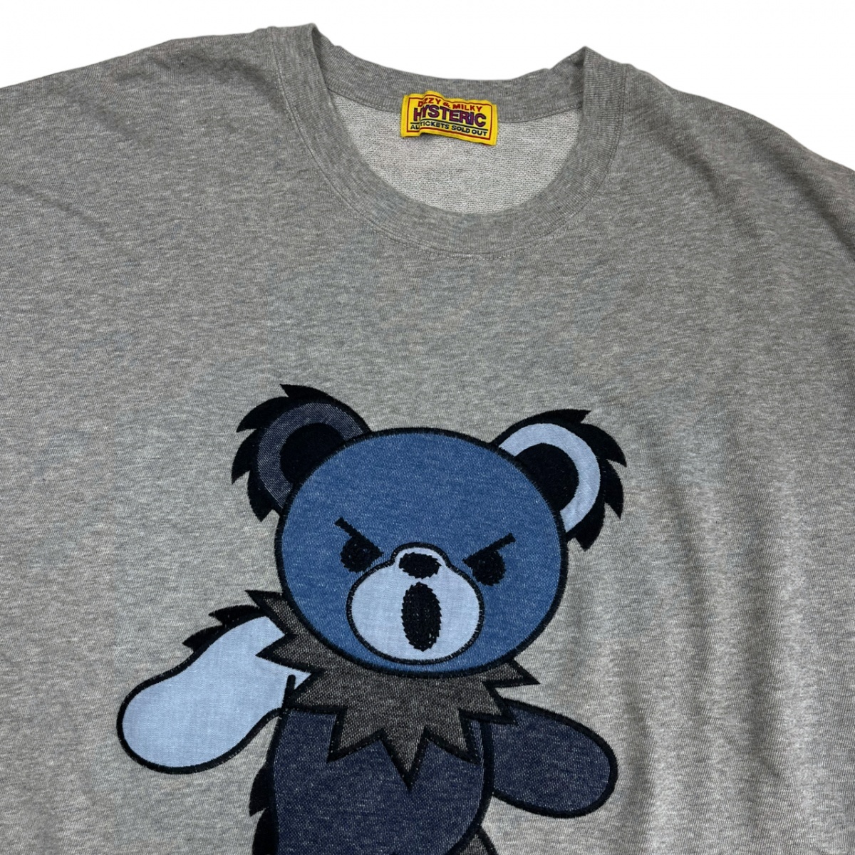  beautiful goods 22ss HYSTERIC GLAMOUR Hysteric Glamour BIG DEAD up like sweat sweatshirt 01221CS01 embroidery Bear bear F gray 