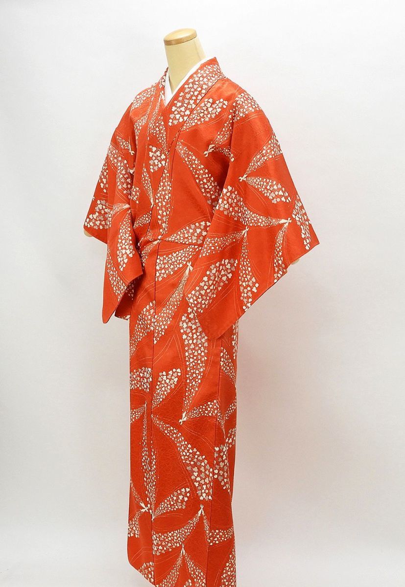 小紋 アウトレット 正絹 幾何花模様 小紋 中古 着物 | JChere雅虎拍卖代购
