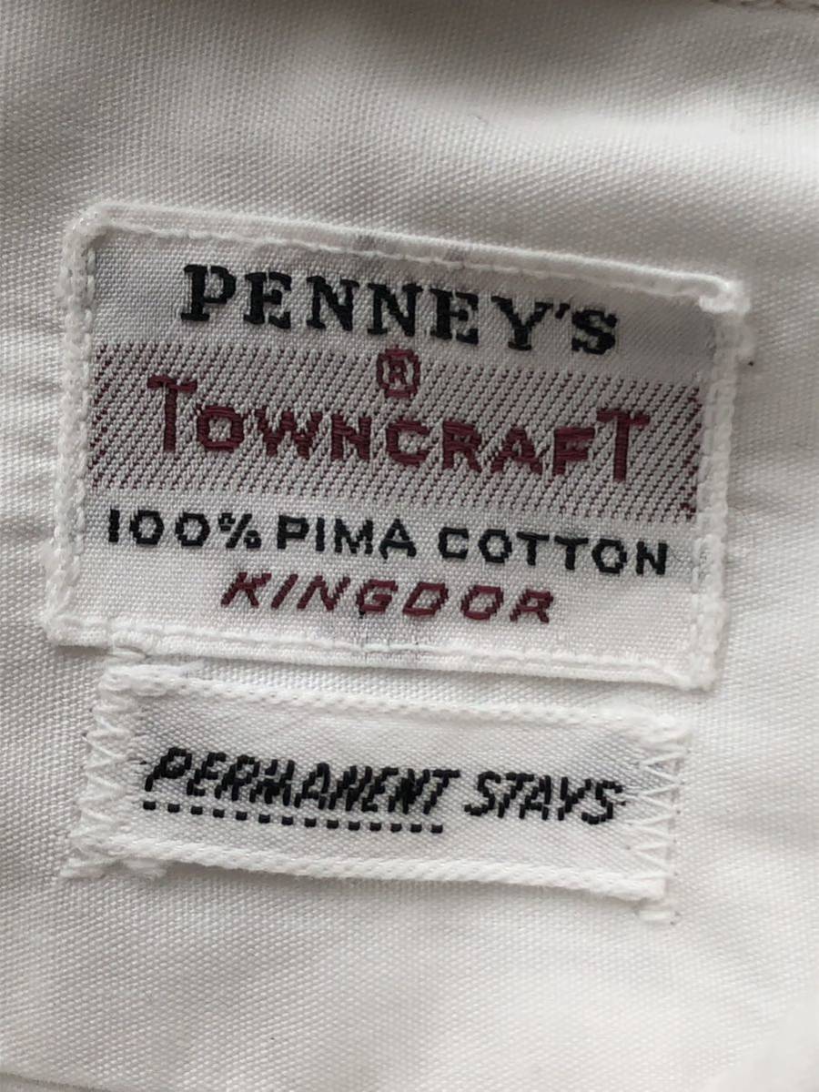60s USA製 ペニーズ タウンクラフト マチシャツ ホワイトシャツ 長袖　　PENNY'S TOWNCRAFT PIMAコットン 60年代 ヴィンテージ 玉7263_画像3