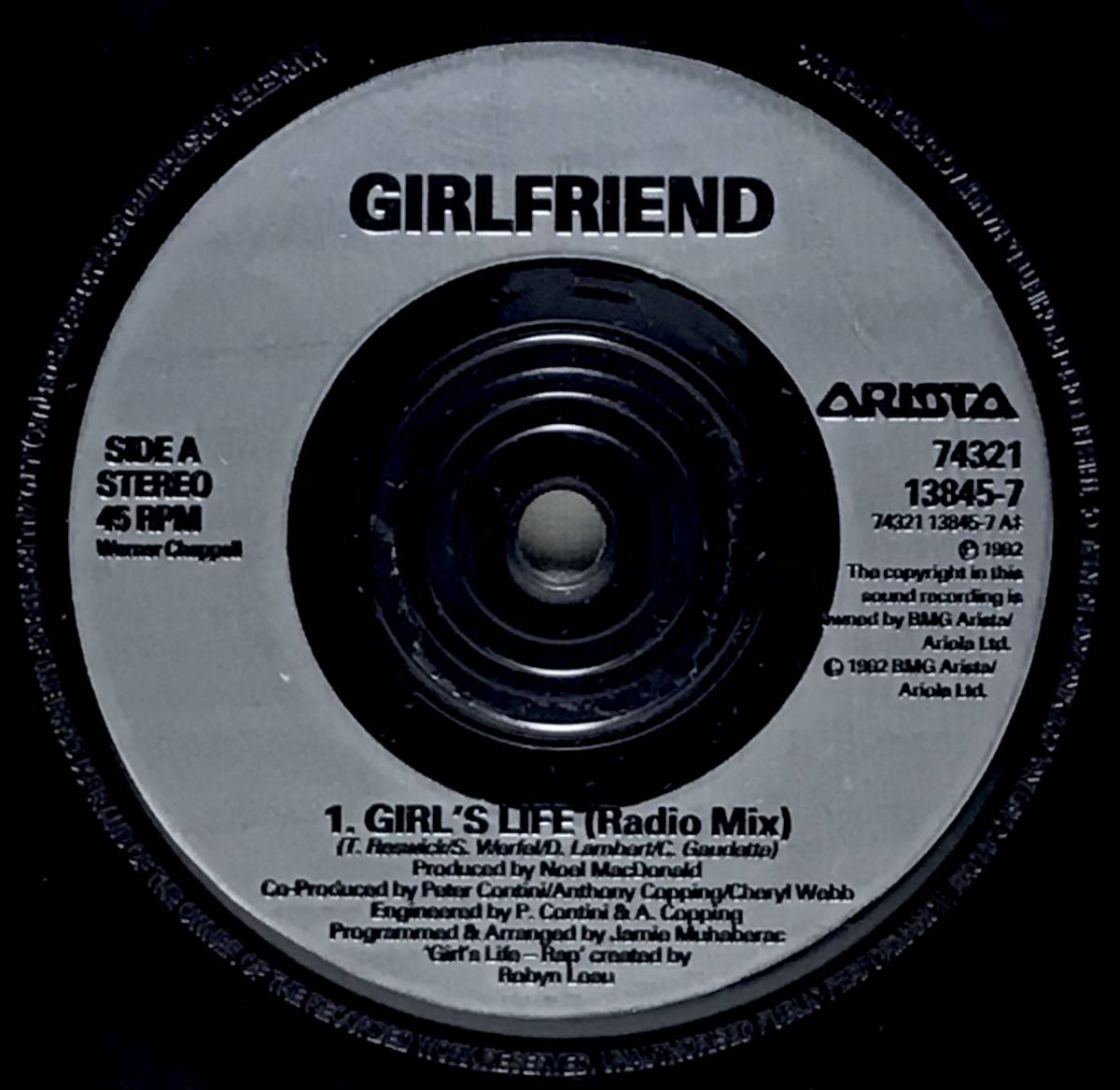 【英7】 GIRLFRIEND / GIRL'S LIFE / 1992 UK盤 7インチシングルレコード EP 45_画像4