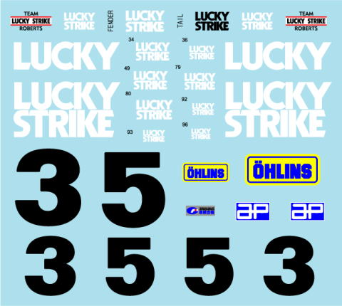 1/12 Yamaha YZR500\'89 Logo & Lucky Strike переводная картинка 