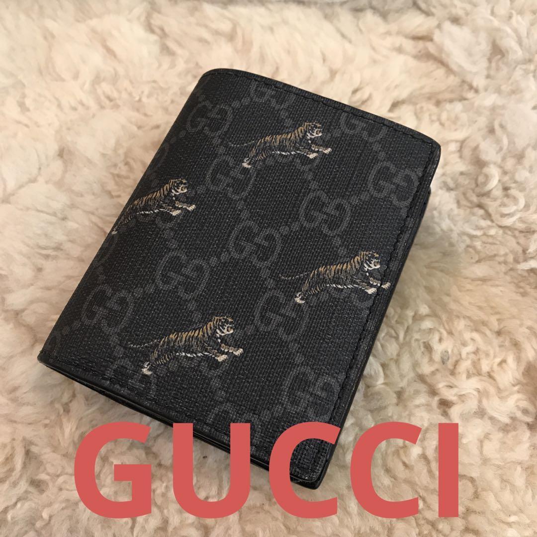 GUCCI GGスプリーム　二つ折り財布　タイガー　コンパクト　虎