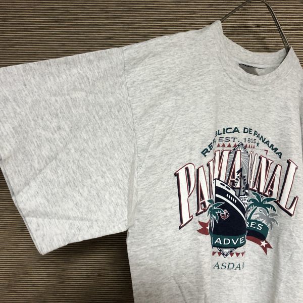 USA製　半袖Tシャツ　ビンテージ　パナマ運河　船　ヤシの木　クルーズ13 古着　入手困難　激レア　希少 人気　90年代　豪華客船　グレー_画像6