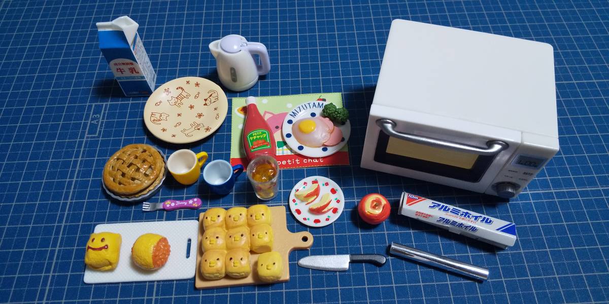 リーメント 中古 ママご飯な～に？ パーツセット ミニチュア 電気ケトル オーブンレンジ 調理家電 マグカップ ドールハウス ぷちサンプル_画像2