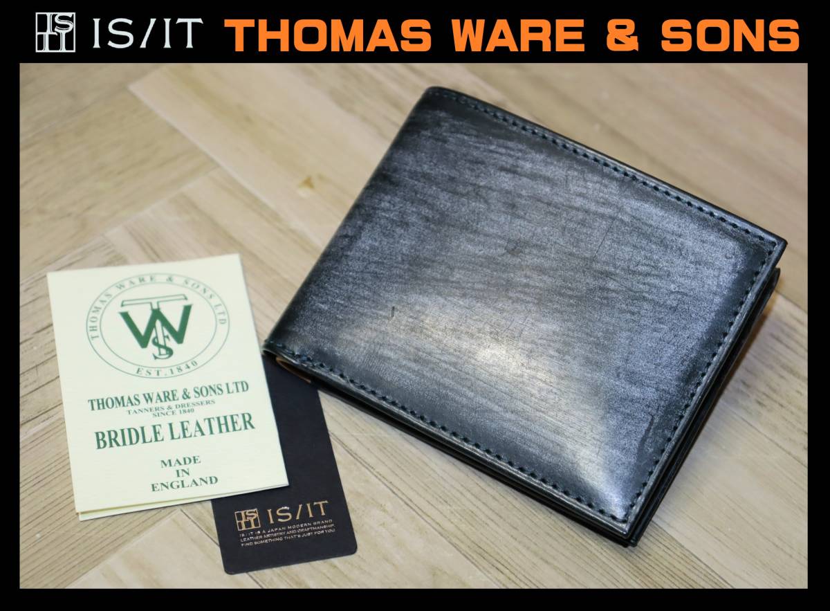 送料無料 特価即決【未使用】 IS/IT ★ ウィンザー ブライドルレザー 二つ折り財布 ★ イズイット THOMAS WARE ＆ SONS 949603 緑_画像1