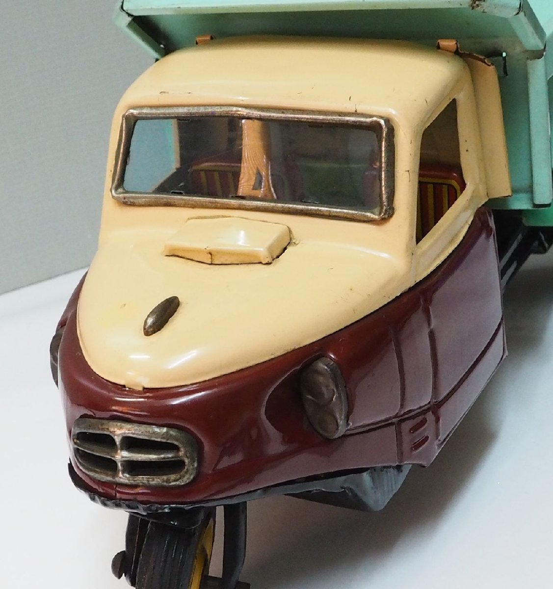 萬代屋【三菱 三輪ダンプ トラック ミツビシ オート３輪 MITSUBISHI TRUCK】ブリキ自動車TIN TOY CAR赤箱B.C.BANDAI旧バンダイ【箱無】0605_画像5