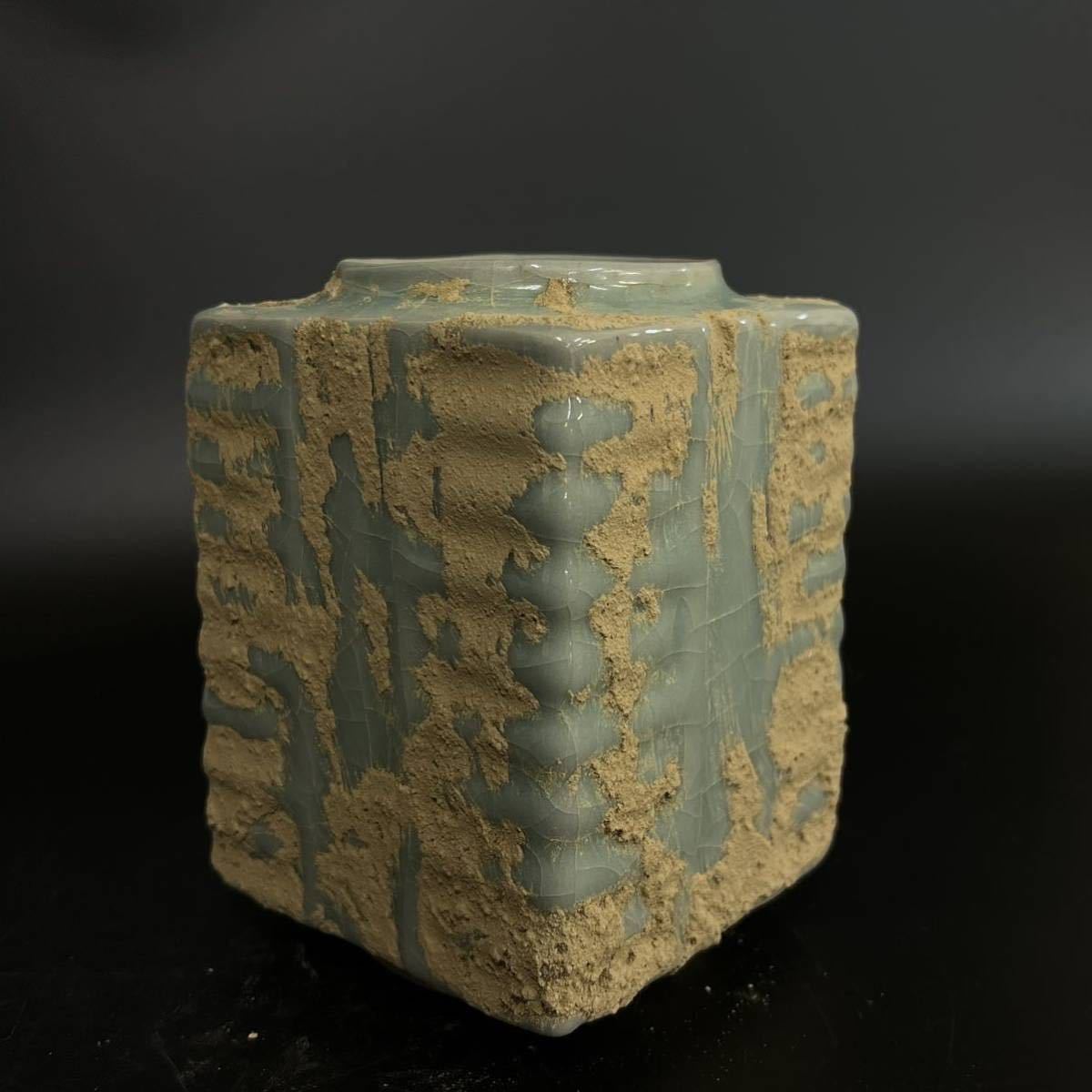 中国 官窯 龍泉窯 青磁 花瓶 古美術 高さ 14.5cm 古玩 茶道具