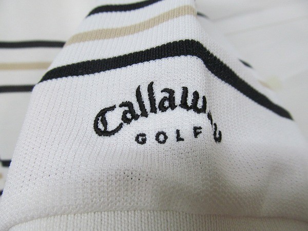 Callaway GOLF キャロウェイ ゴルフウエア ボーダー柄 鹿の子 半袖 ポロシャツ 吸水 速乾 L 白 b17894_画像5