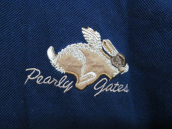 パーリーゲイツ PEARLY GATES ゴルフウエア フライングラビット 刺繍 鹿の子 ポロシャツ S 紺 b18015_画像4