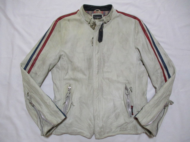 Schott ショット クラシックレーサー 汚れUSED加工 シングル レザーライダース 白 M_画像1