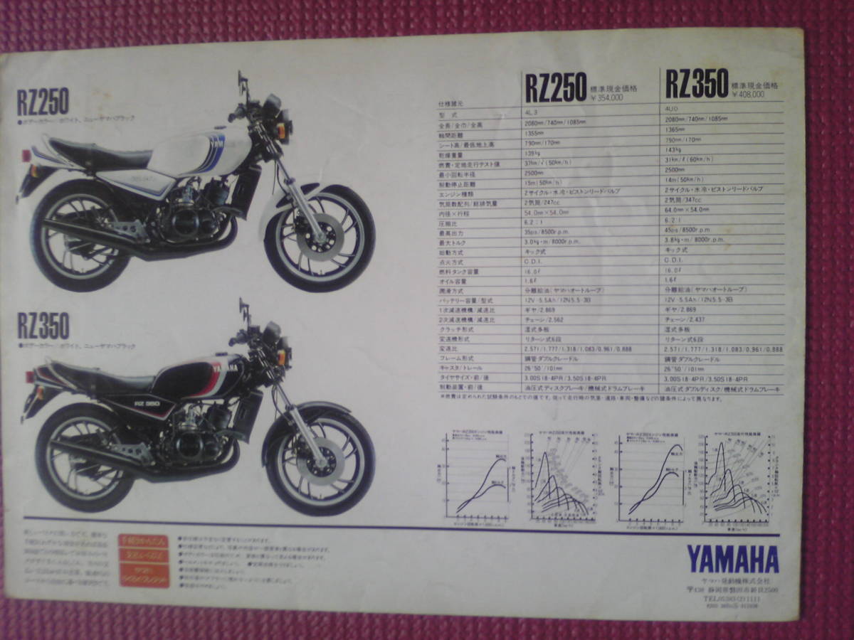 旧車　貴重 　RZ２５０・RZ３５０　カタログ 　４L３・４UO　１９８２年５月　当時物　_画像3