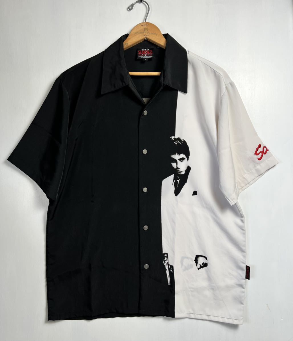 Scarface 開襟シャツ Lサイズ 90s 半袖シャツ スカーフェイス オープン