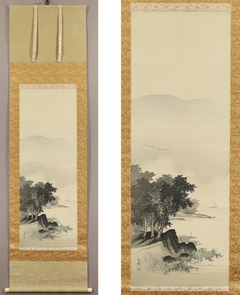 [ copy ]* Hashimoto ..*.. landscape * two multi-tiered food box * Japanese picture * silk book@* hanging scroll *s380