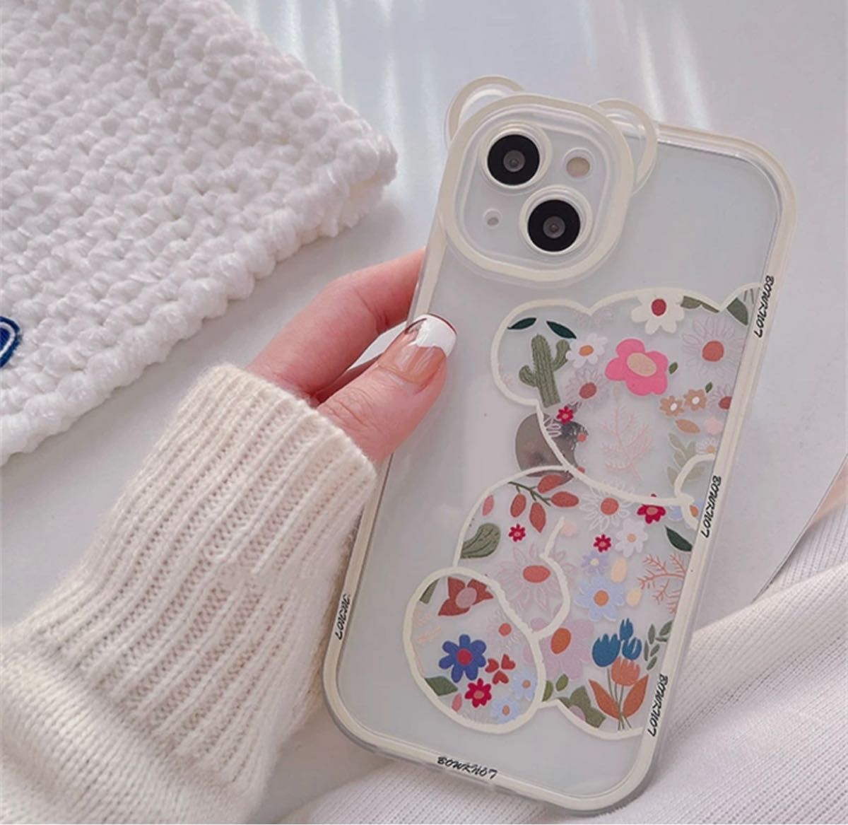 【 新品】iPhoneケース　クマ　クリア　韓国　iPhone13pro  スマホケース　 iPhone
