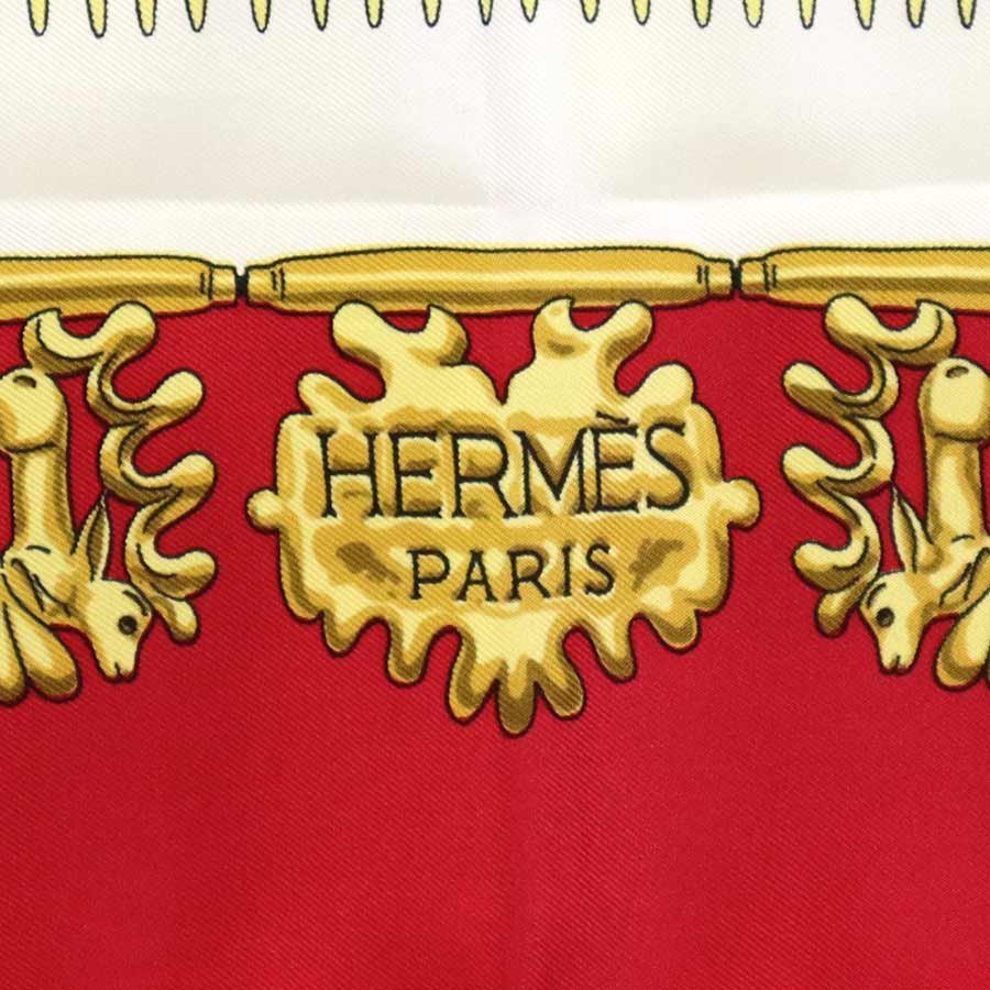 エルメス HERMES スカーフ カレ90 LES CAVALIERS DOR シルク レッド/マルチカラー e56003a_画像4