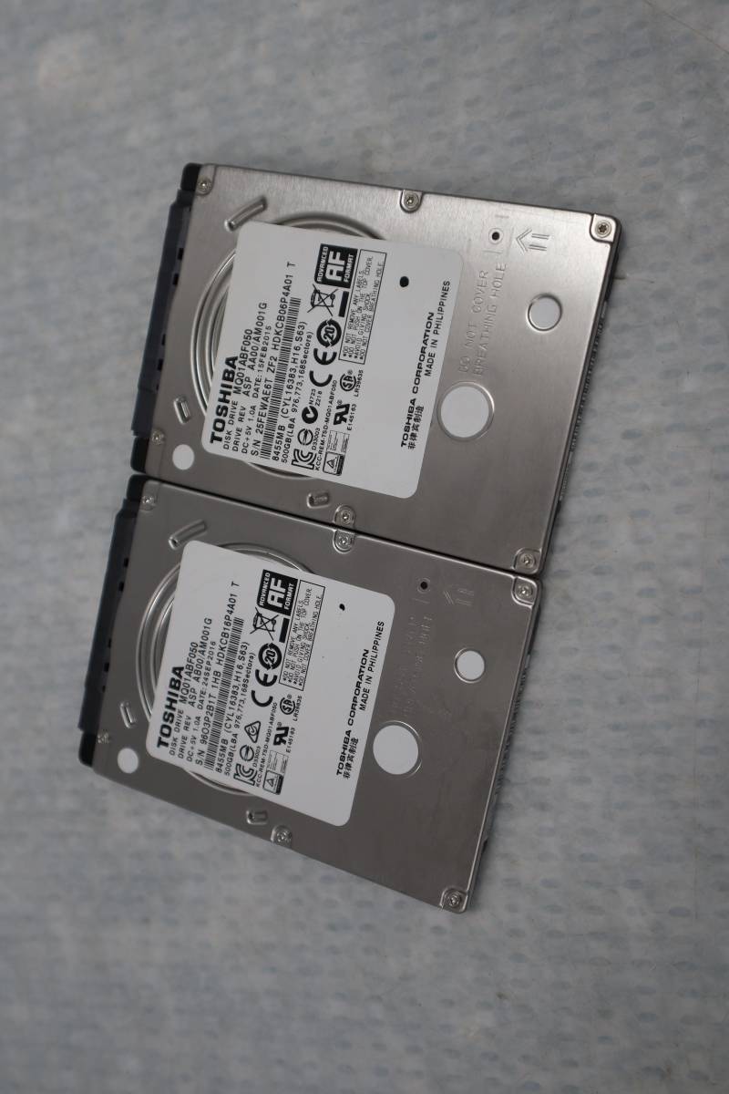 E3553 &　l　 2個セット TOSHIBA MQ01ABF050 SATA 2.5インチ ハードディスク 500GB_画像1