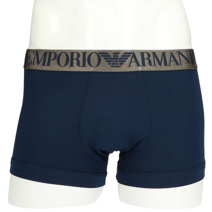 EMPORIO ARMANI エンポリオ アルマーニ ICONIC TRUNK ロゴバンド 前閉じ ボクサーパンツ メンズ 54075119 ネイビー L