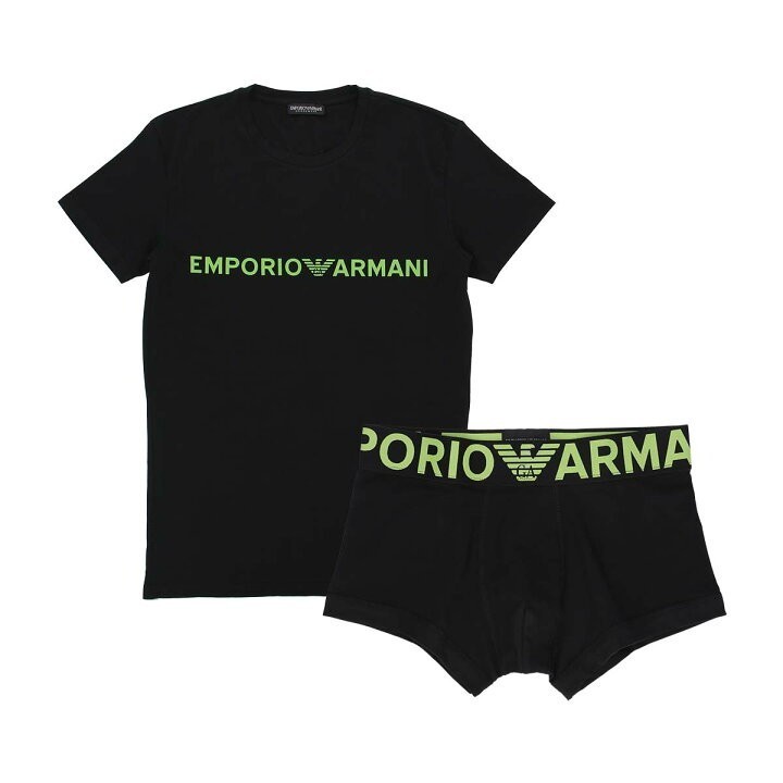 EMPORIO ARMANI エンポリオ アルマーニ ストレッチコットン STRECH COTTON 前閉じ Tシャツ＆ボクサーパンツ メンズ 54075164 ブラック M_画像1