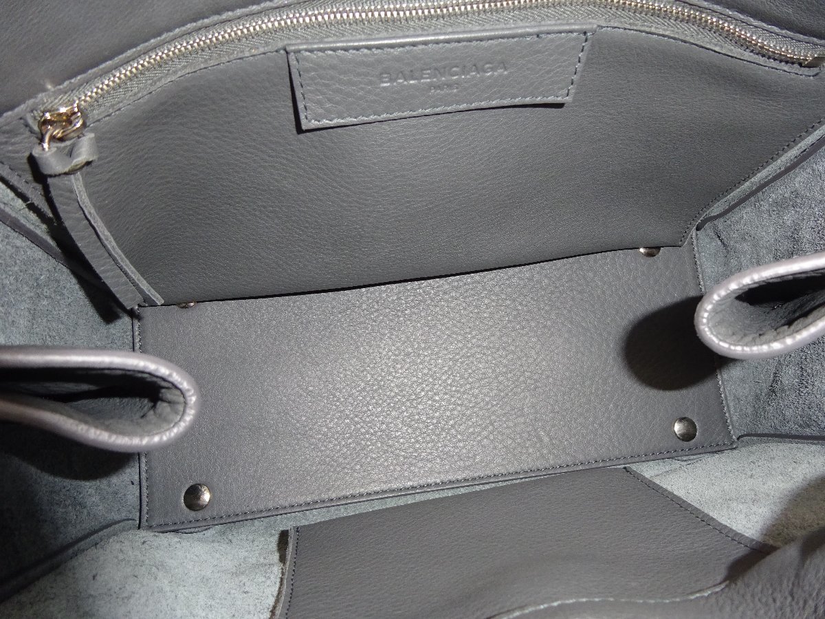  гарантия /re сиденье / сумка для хранения [ прекрасный товар ] Balenciaga BALENCIAGA Mini большая сумка 2WAY сумка на плечо бумага A6 кожа серый 370926