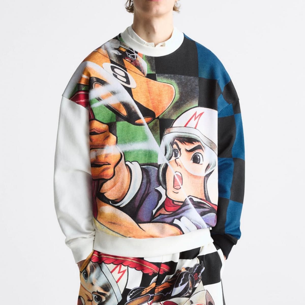 【新品】ZARA SPEED RACER  TATSUNOKO PRODUCTION チェック スウェットシャツホワイト 