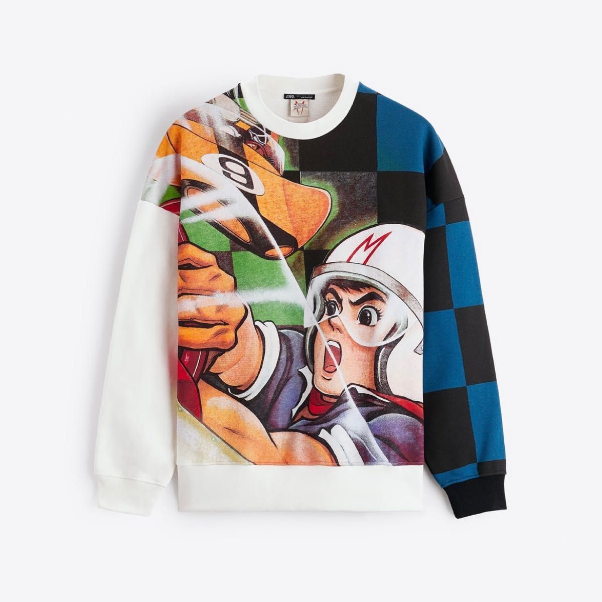 【新品】ZARA SPEED RACER  TATSUNOKO PRODUCTION チェック スウェットシャツホワイト 