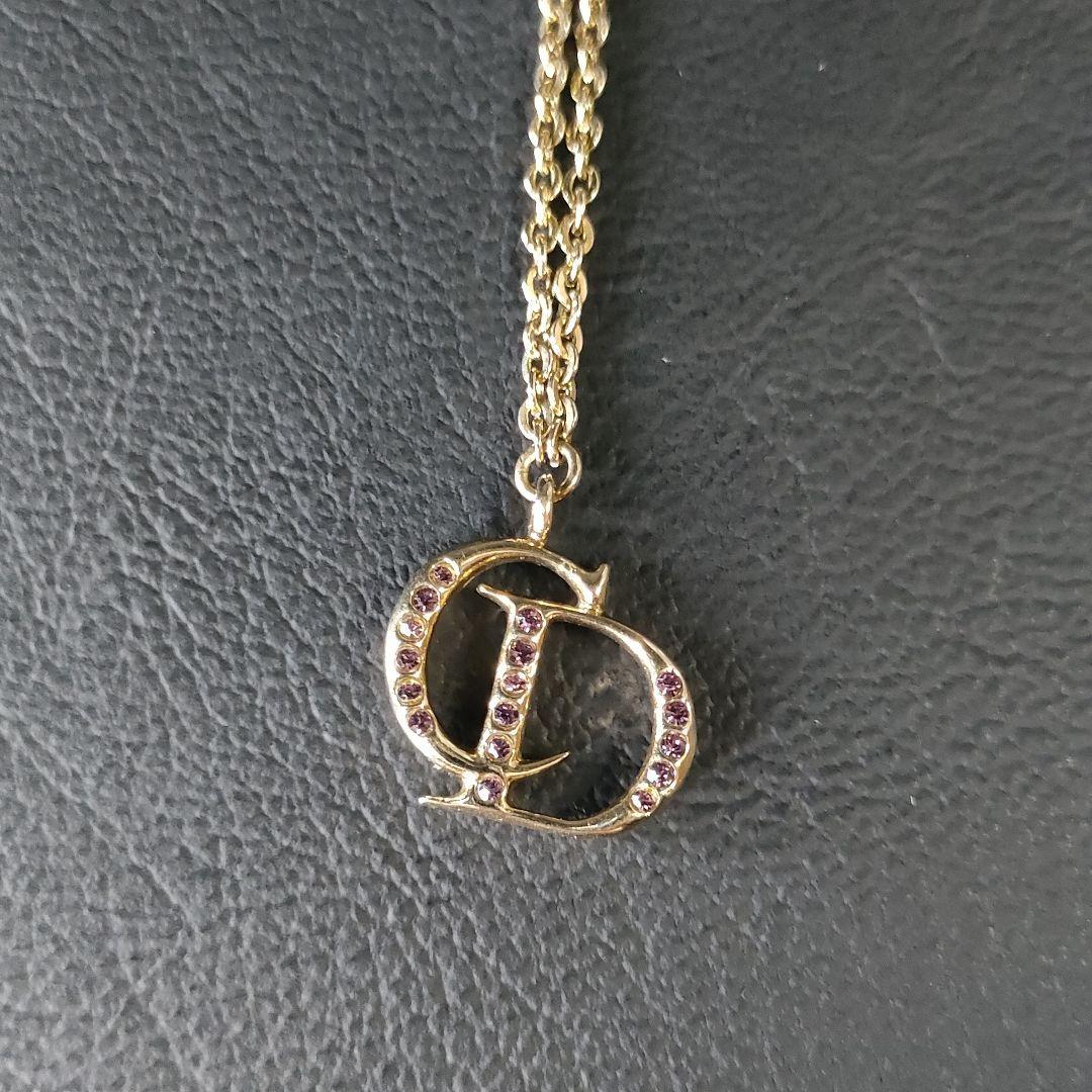 希少【美品】Dior ディオール ネックレス ゴールド CDロゴ ピンク