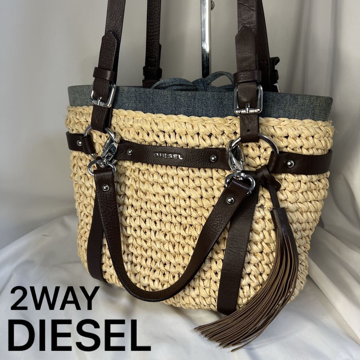 新しいエルメス 美品☆DIESEL ディーゼル デニムバッグ ハンドバッグ