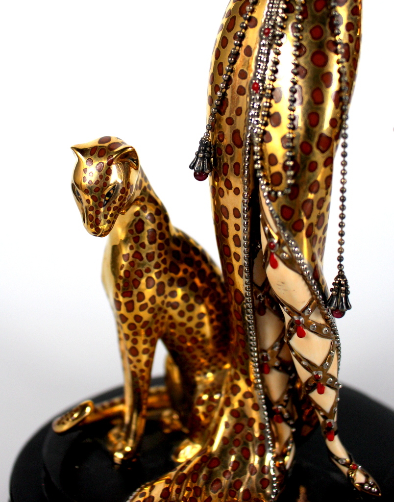 エルテ オセロ Erte Ocelot フランクリンミント FRANKLIN MINT フィギュリン アールデコ Erte by the House of Erte 豹 スワロフスキー_画像8