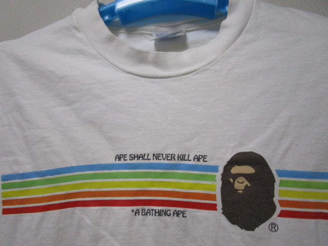  the first period!A BATHING APE Rainbow long T-shirt *L( partition nzHanes BEEFY made long sleeve T shirt Kimutaku Kimura Takuya BAPE Ape NIGO Vintage 90s)