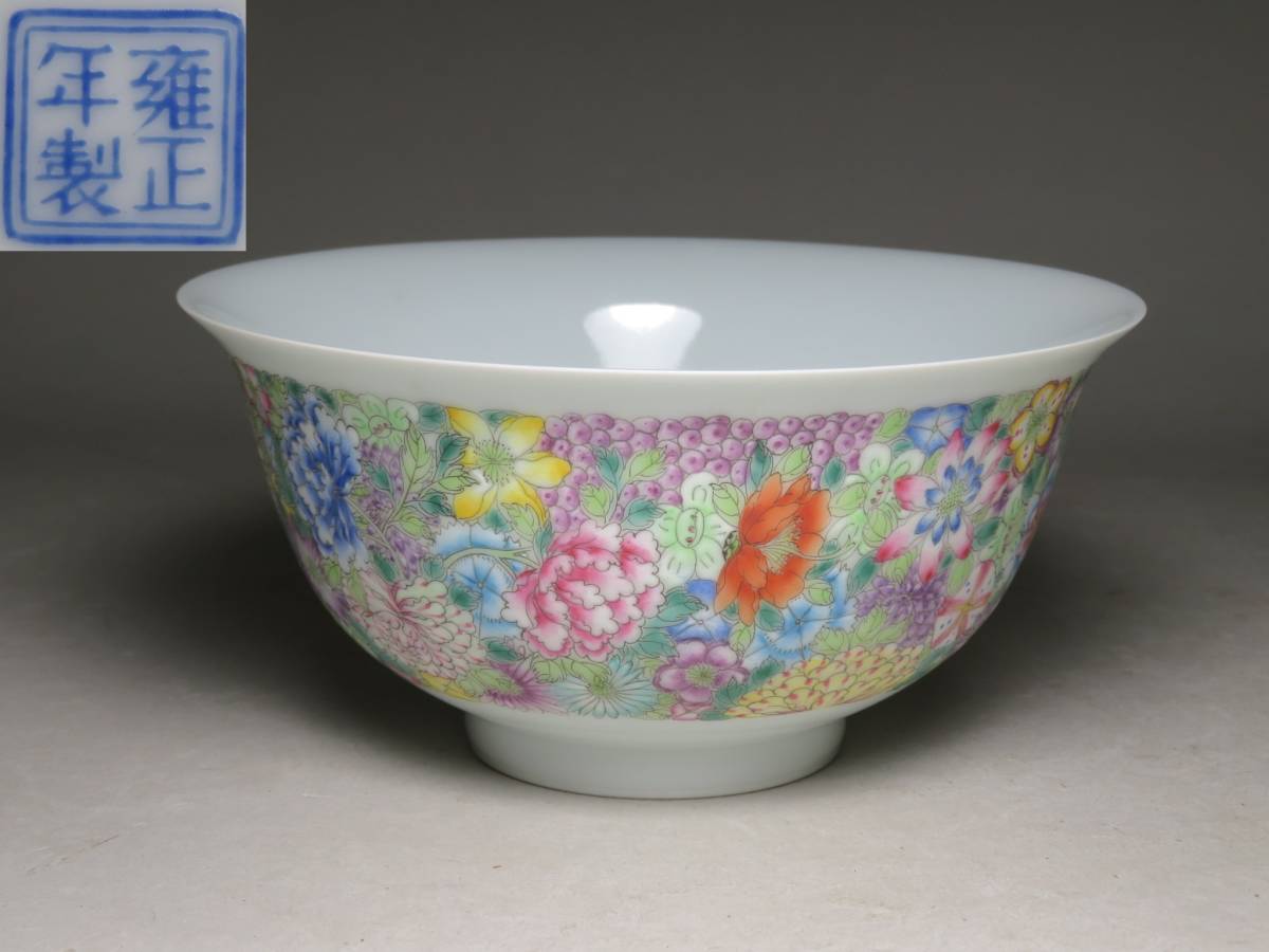 清時代粉彩百花文碗雍正年製中国美術lot:1905|代購幫