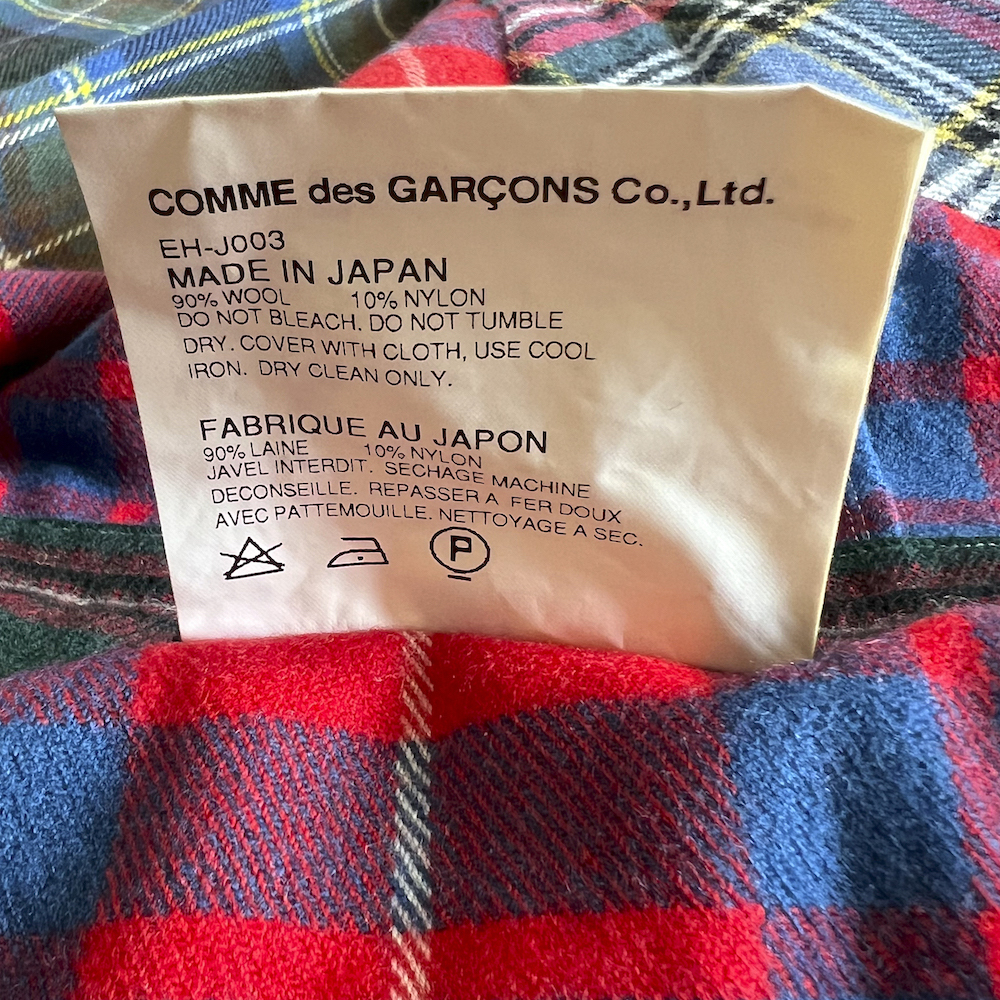 ※極美品 - GANRYU COMME DES GARCONS ガンリュウ コムデギャルソン パッチワークチェックジャケット Sサイズ RED ウール EH-J003_画像8