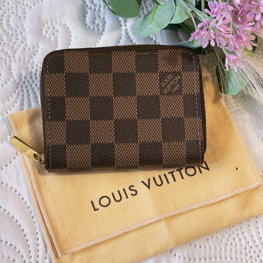 ルイヴィトン LOUIS VUITTON N63070 ダミエ エべヌ ジッピー コインパース コインケース カードケース ミニ財布 茶_画像1