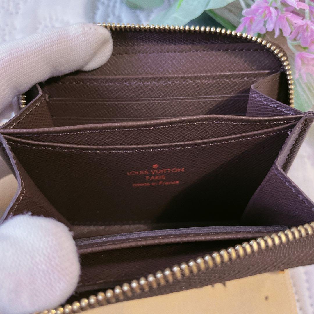 ルイヴィトン LOUIS VUITTON N63070 ダミエ エべヌ ジッピー コインパース コインケース カードケース ミニ財布 茶_画像8