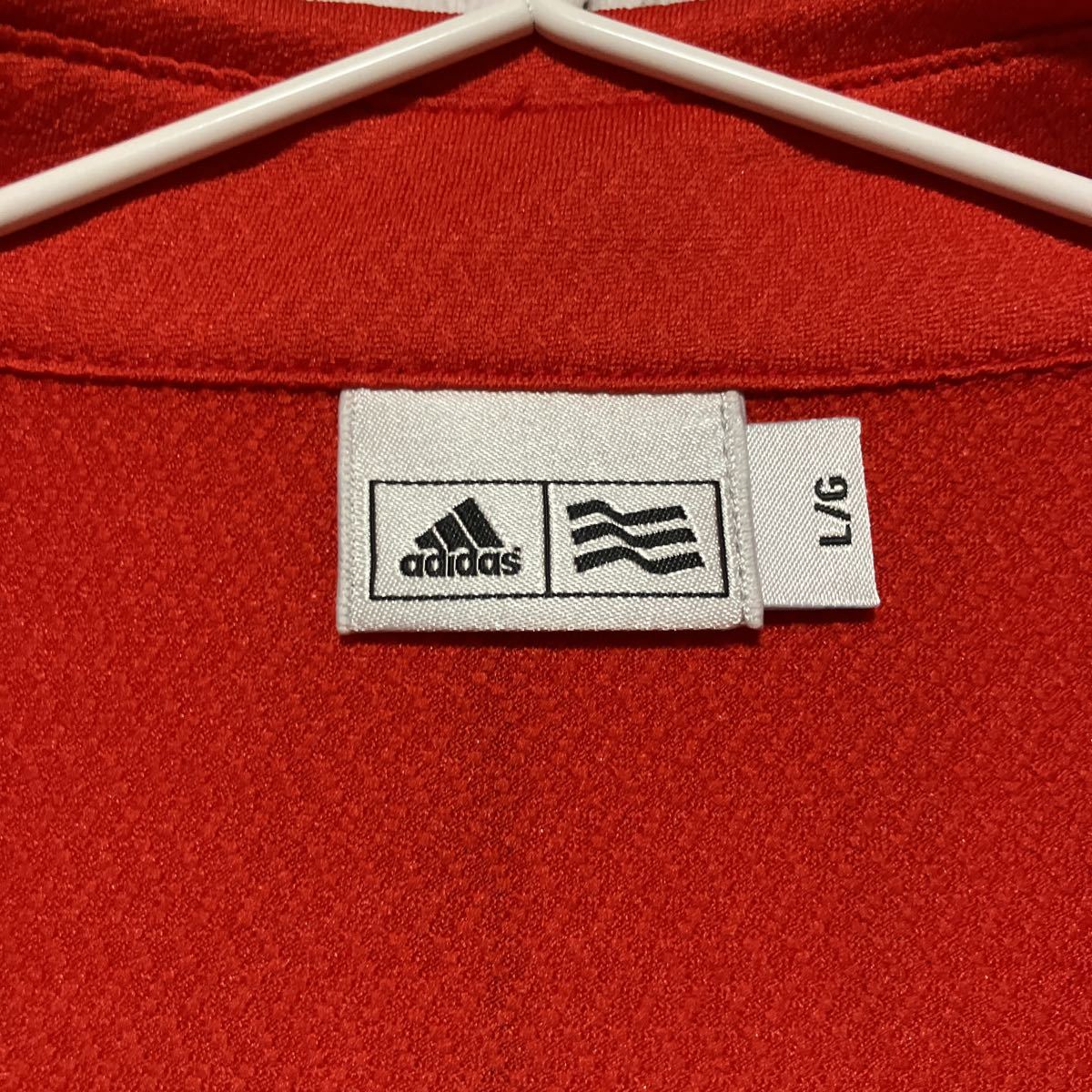 【adidas golf】アディダスゴルフ メンズ 半袖ハーフジップシャツ Lサイズ 赤 レッド 美品 送料無料