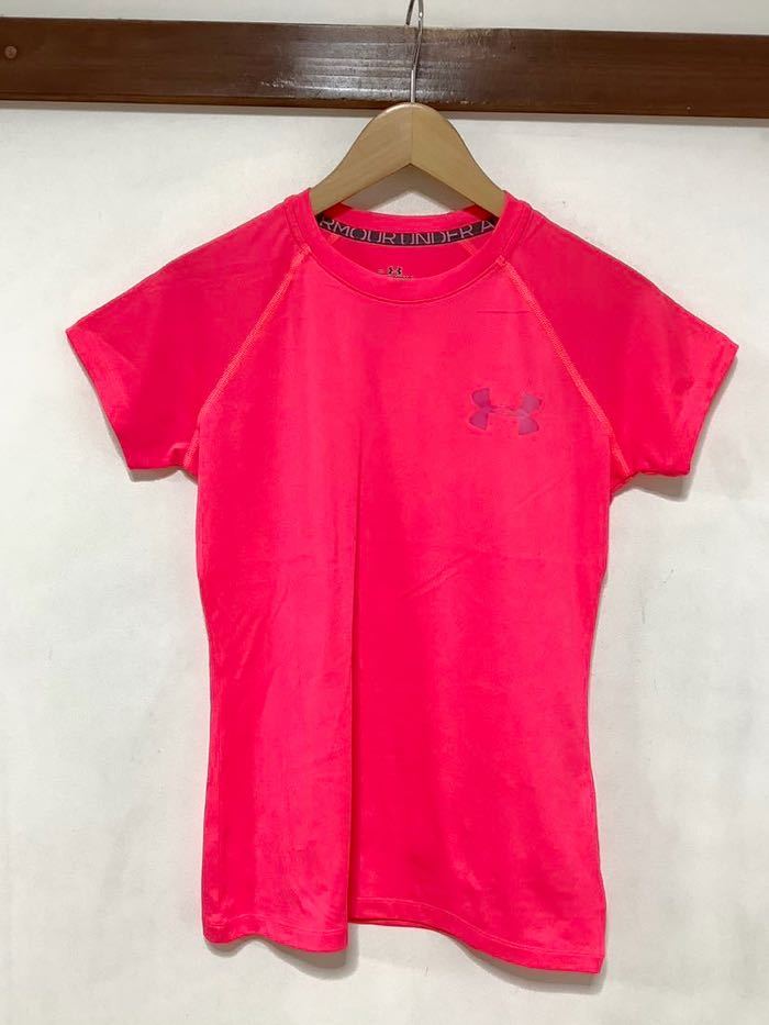 へ1194 UNDER ARMOUR アンダーアーマー メッシュ半袖Tシャツ レディース SM ピンク ドライ 速乾_画像1