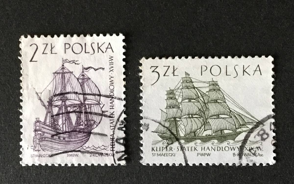 ポーランドの切手 Sailing Ships (2nd series)シリーズ２種 1964-03-19発行_画像1