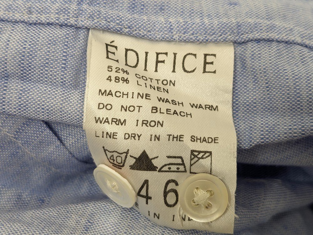 EDIFICE エディフィス TESSITURA MONTI リネン混コットンボタンシャツ サイズ：46 カラー：ブルー_画像5