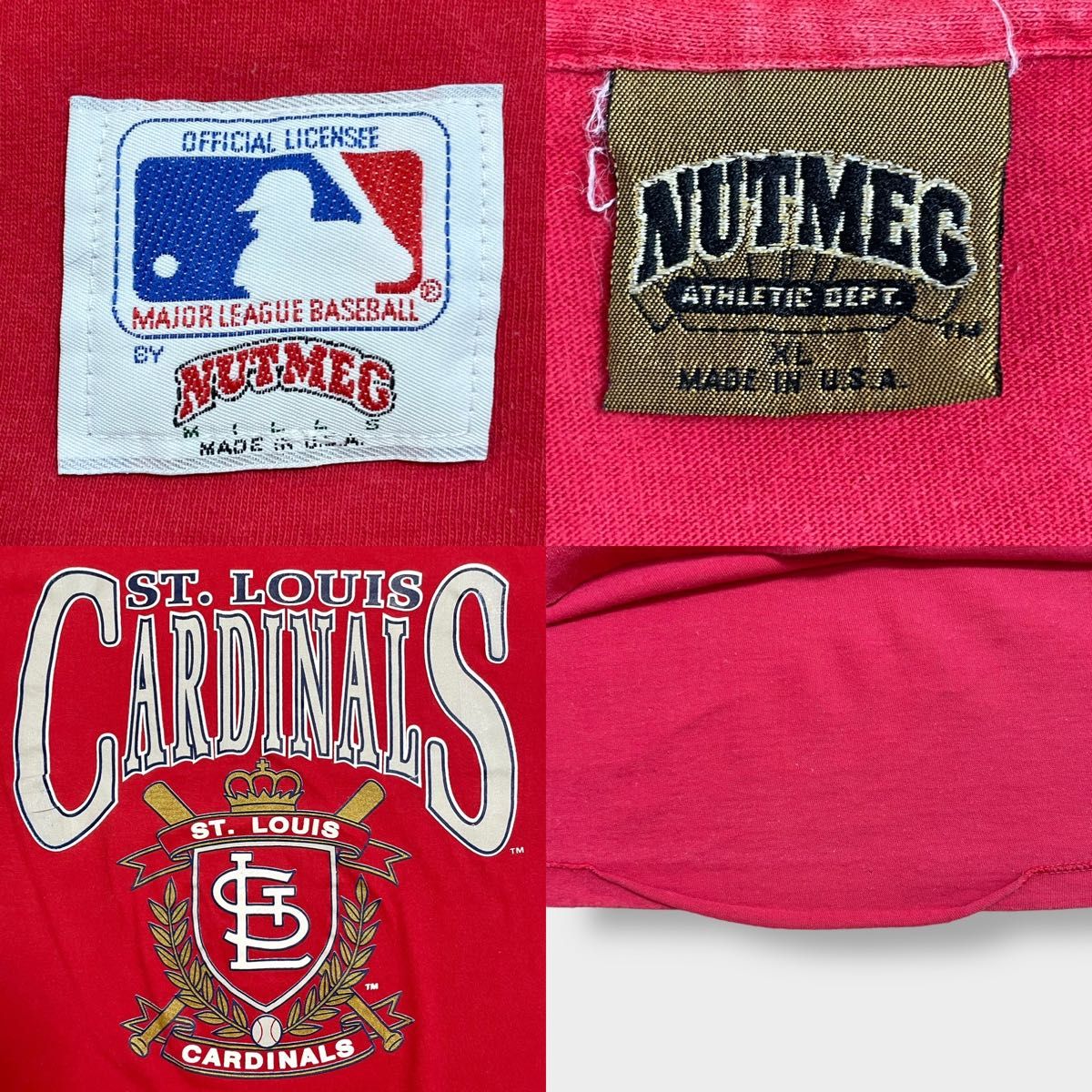 【NUTMEG】90s USA製 Tシャツ プリント MLB 公式 カージナルス XL ビッグサイズ シングルステッチ US古着