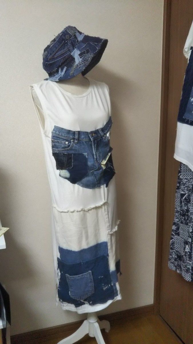 【一点物】リメイクワンピース ハンドメイド デニムリメイク