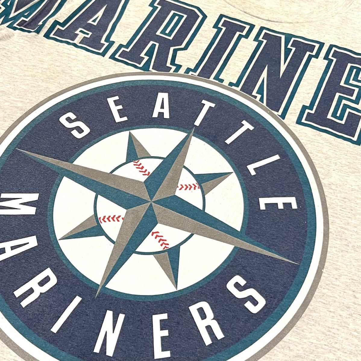 【90s】MLB Seattle Mariners シアトル・マリナーズ 半袖Tシャツ メンズL相当 灰/グレー系 プリント 野球 ベースボール オールド 古着 USED_画像6