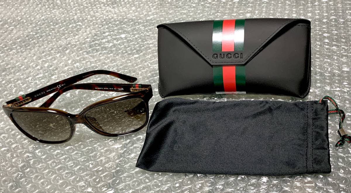 美品 本物 正規品 GUCCI サングラス グッチ レディース 女性 ケース付き ブラウン系 免税店_画像1