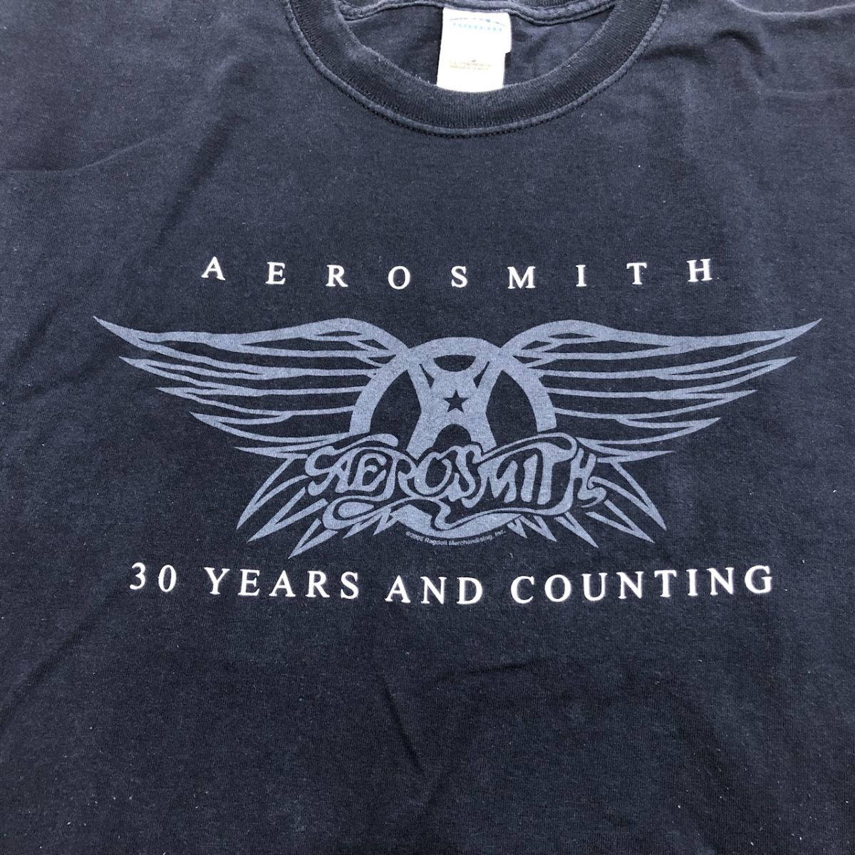 Aerosmith エアロスミス Tシャツ 30years and counting ロゴマーク ネイビー XL メンズ 半袖 ロック バンド 古着 GILDAN [Q6524]_画像8