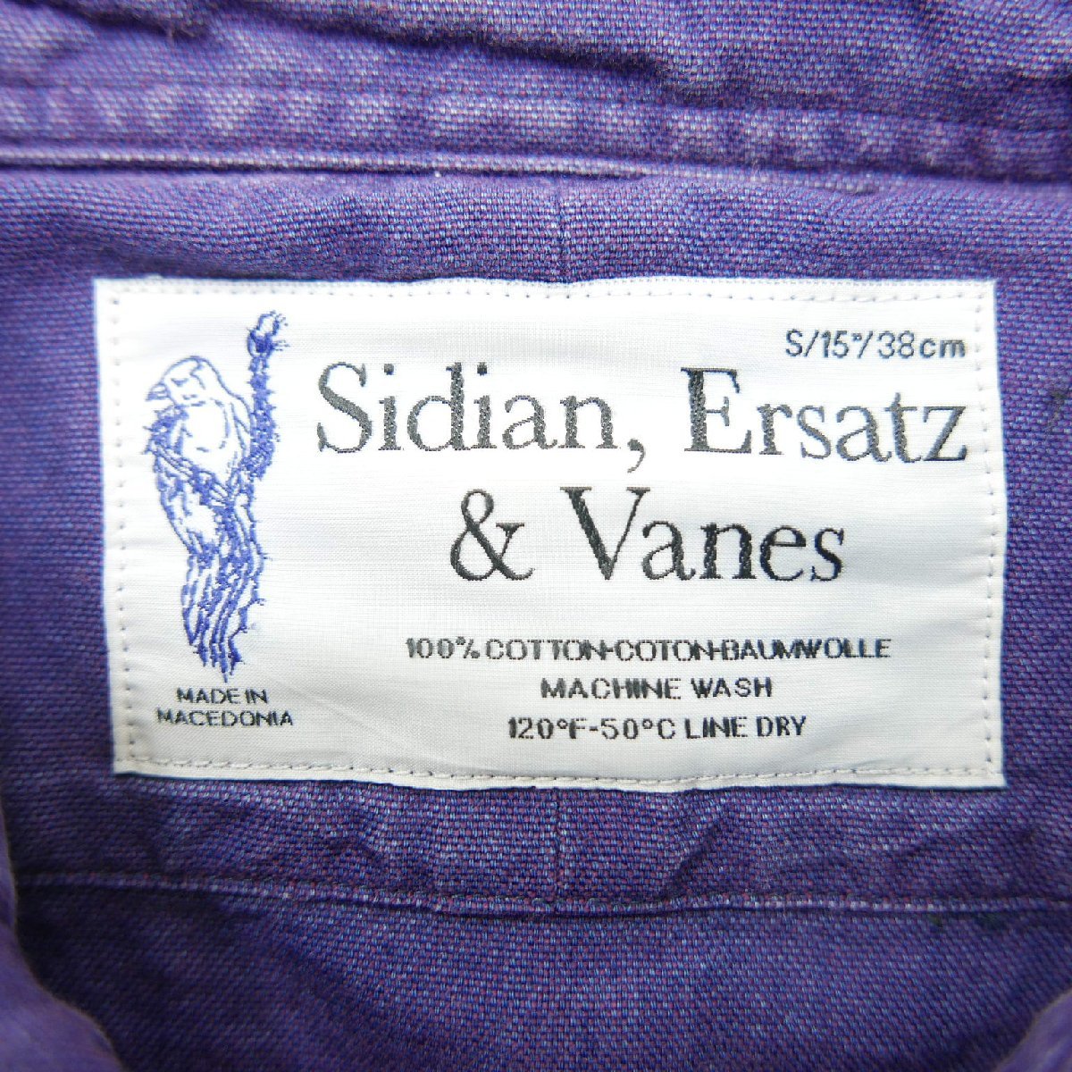 Sidian，Ersatz&Vanes シディアンエサーツアンドヴェインズ メンズ トップス 長袖バイカラーシャツ PURPLE/BLUE S_画像9