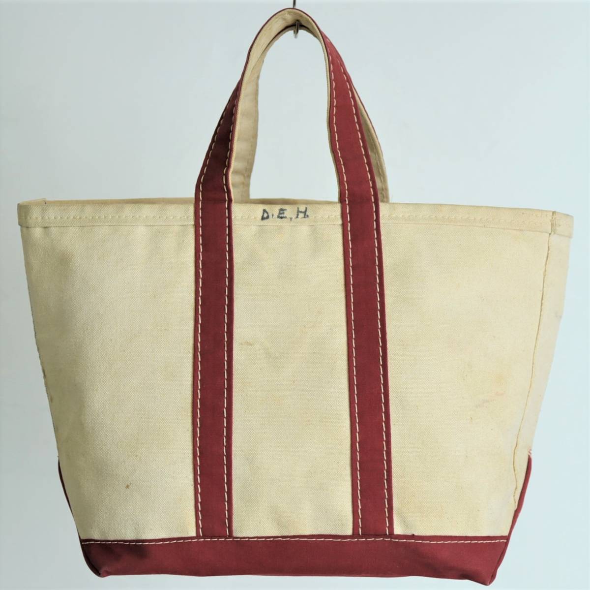 筆記体タグ！ 状態◎ 70s L.L.Bean トートバッグ ミディアム BOAT AND TOTE ヴィンテージ コットンキャンバス レッド 赤 アウトドアの画像3