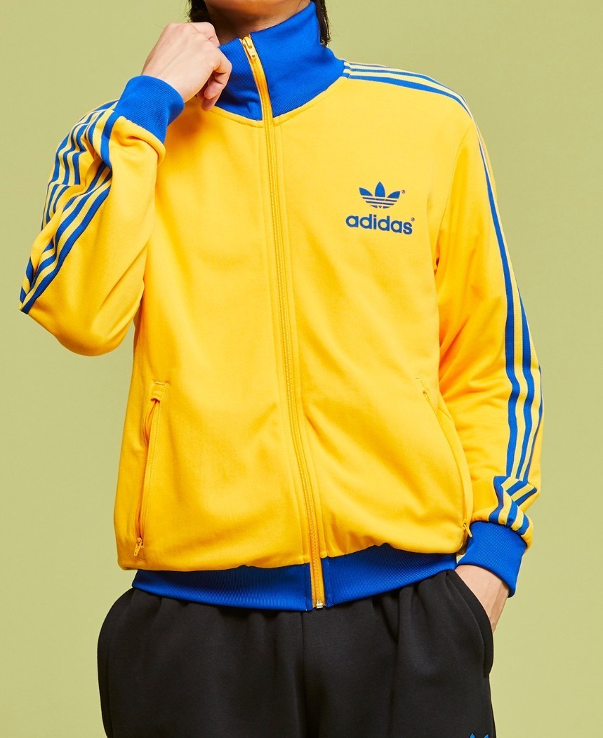 adidas/アディダス/トラックジャケット/ジャージ/M/イエロー/アクティブゴールド/トレフォイル/70/復刻/黄/青/GE0852 (マスタード)708