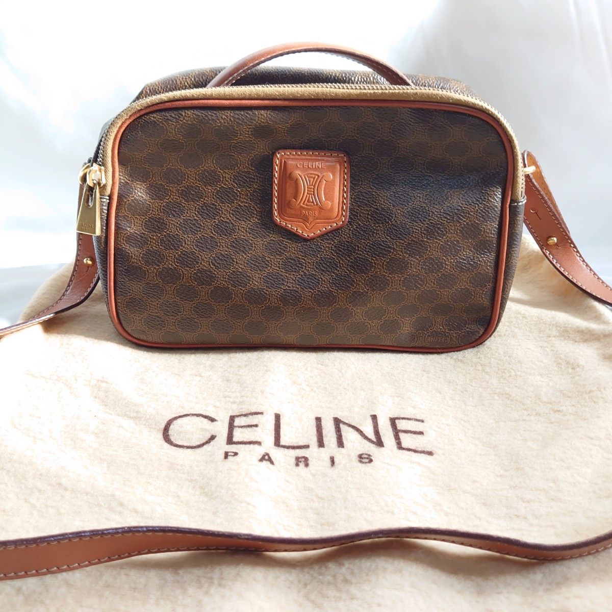 美品 CELINE マカダム柄 ミニショルダーバッグ ポーチ ポシェット